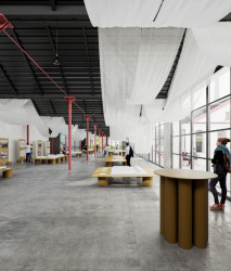 Vizualizace konverze bývalých továrních budov v Moravské Třebové na kulturní centrum od ateliéru Rusina Frei architekti