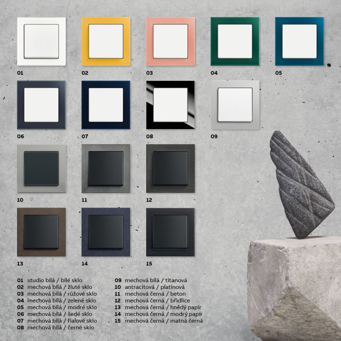 U řady Busch-Axcent® je na široký výběr barevných i materiálových kombinací.