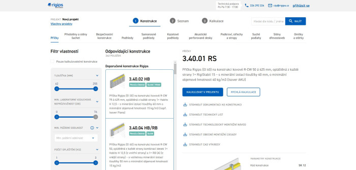 Profikalkulátor Rigips umožňuje přesný výpočet množství materiálu pro sádrokartonové konstrukce.