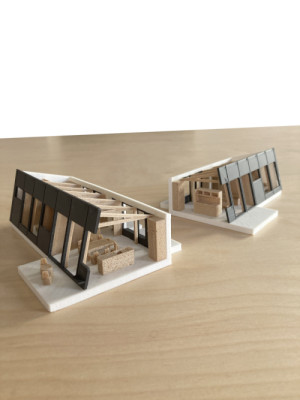 Fyzický model domu (Dům se šikmou fasádou; Papundekl architekti)