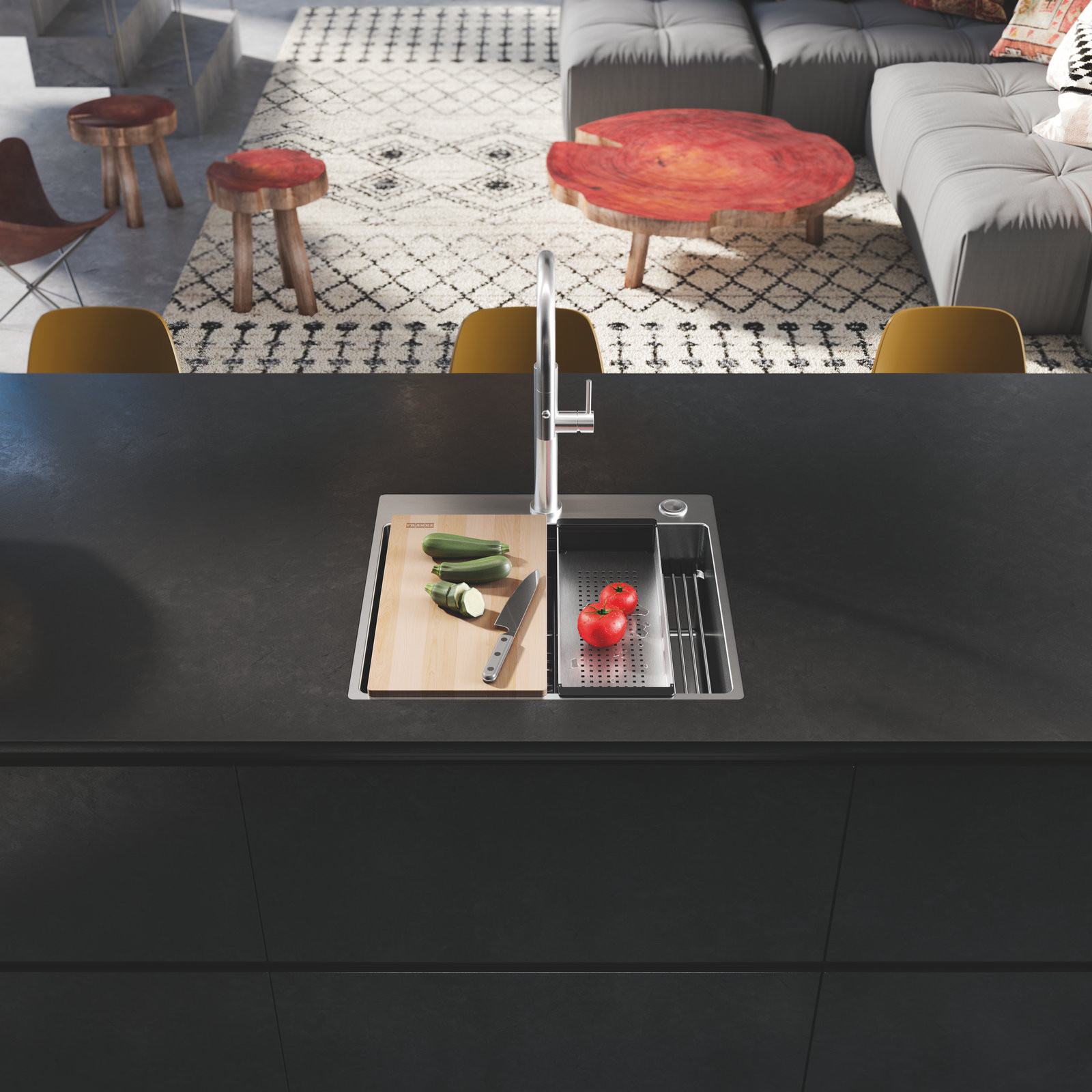 Nerezový dřez Box Pro včetně doplňků