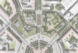 Situace dostavby 4. kvadrantu, tým 32: Cityförster (NL) + Studio Perspektiv (ČR)