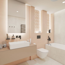 Mozaika podle současných trendů v koupelně WIGGLE působí jako obraz na zdi.