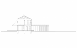 Mimosa Architekti, Rodinný dům v Bohumilči, řez příčný – foto