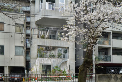 Spodní sdílené prostory, nad nimi patra bytů.  (Ryozan Park Green, Akihisa Hirata Architecture Office)