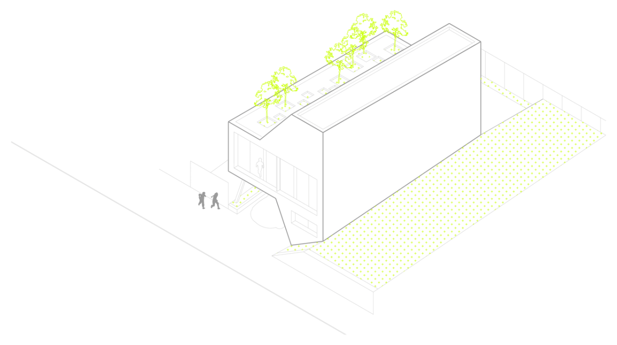 2A Design, Flying Box Villa, axonometrický pohled – foto