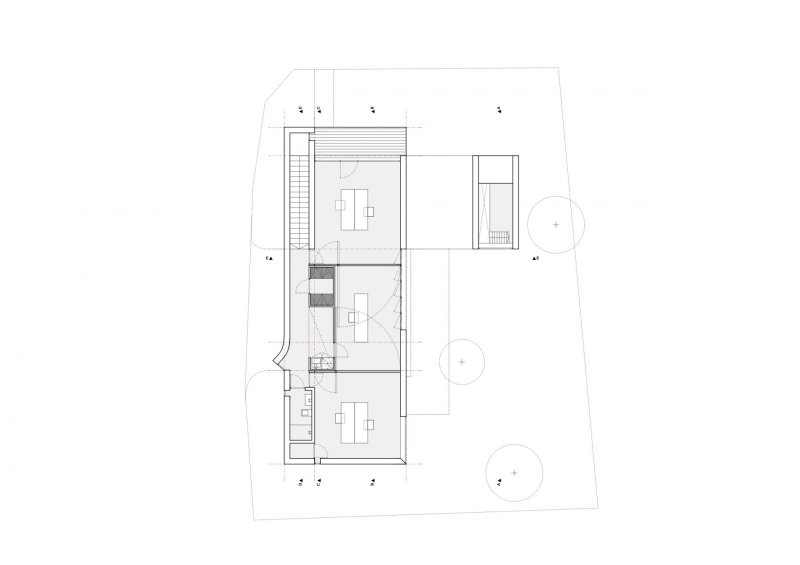 Ateliérový dům v Ratiboři, půdorys 2 NP, studio OBJEKTOR