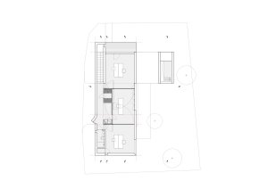Ateliérový dům v Ratiboři, půdorys 2 NP, studio OBJEKTOR