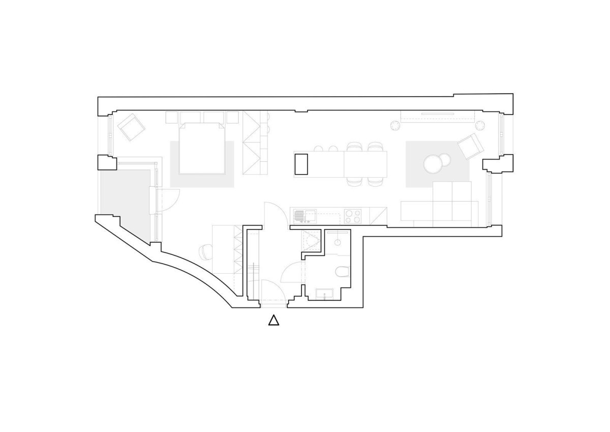 Garsoniéra Nusle, půdorys, Mooza architecture