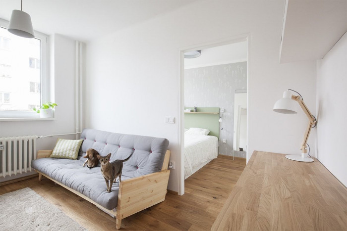 Rekonstrukce bytu v Dejvicích, obývací pokoj