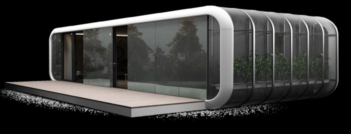 Každý domek je doplněn prostornou terasou, která rozšiřuje obytný prostor a propojuje interiér s okolní krajinou. Moderní modulární domky Fashion Line RELAX od KOMA