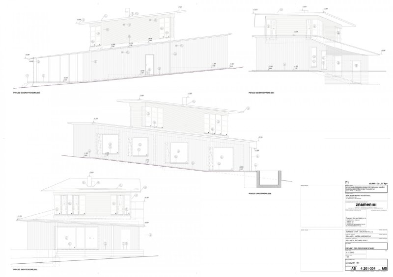 Letní dům u Štěchovic, Znamení čtyř - architekti, řez