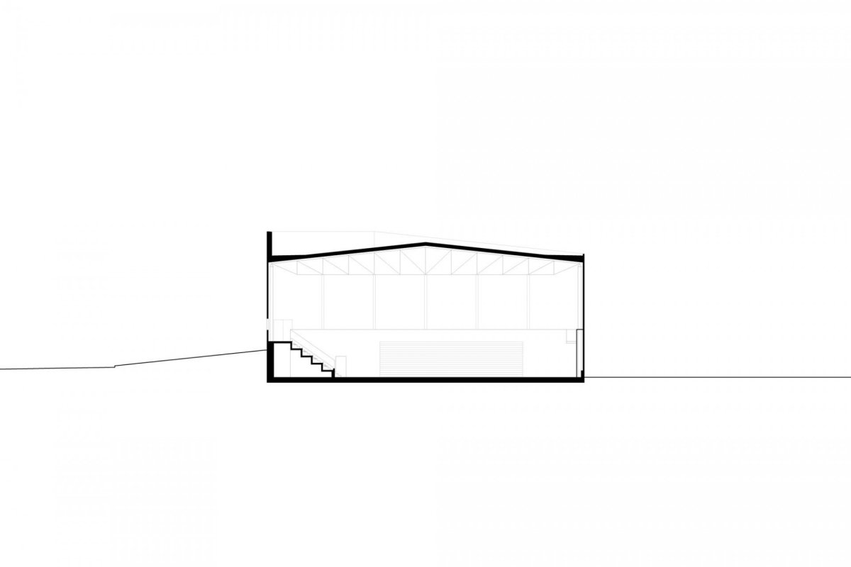 Sportovní hala Kuřim, CUBOID architekti, příčný řez
