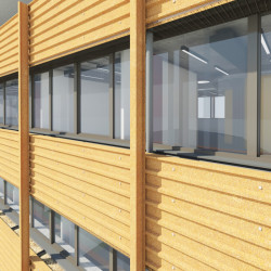 Vizualizace - konstrukční řešení fasády - pohled z vnější strany