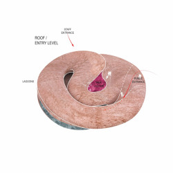 Návštěvnické centrum rezervace plameňáků v Abu Dhabi, Petr Janda / brainwork, schéma vstupního podlaží