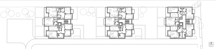 Atelier RAW, Bytový komplex Kadetka, půdorys 2-4. NP (typické podlaží) - foto