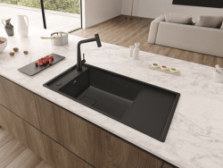 Fragranitový dřez FSG 611-88 v matném černém provedení a baterie FG 5188 ICON v matné černé 
