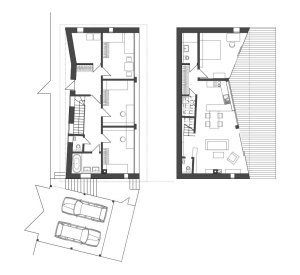 RD Kočkov, půdorysy, 3+1 architekti
