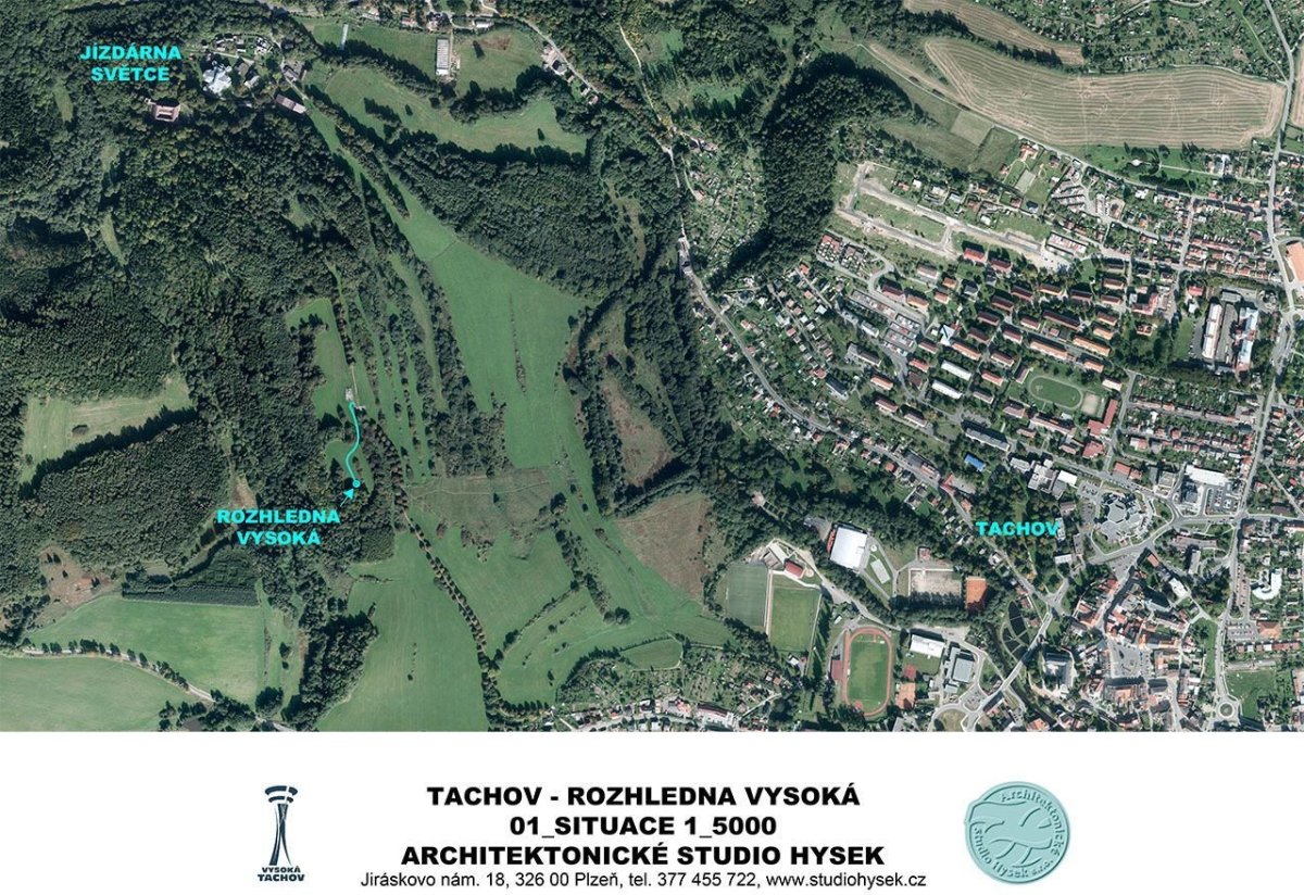 Architektonické studio Hysek, Rozhledna Vysoká, Tachov - situace