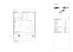 Lacaton & Vassal architectes, sociální byty v Mulhouse, dvoupokojový byt, výkres