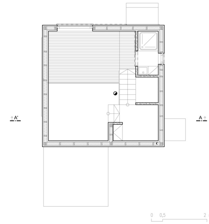 Chata v Liptálu, Ellement Architects/ Hana Maršíková, Jitka Ressová, půdorys 2NP