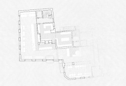 Budova restaurace Das Waldhorn v německém Kirchheim unter Teck, KO/OK Architektur a Studio Berardi, půdorys přízemí