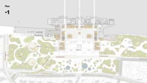 1. místo - Henning Larse Architects A/S + Ramboll: Půdorys 1.PP