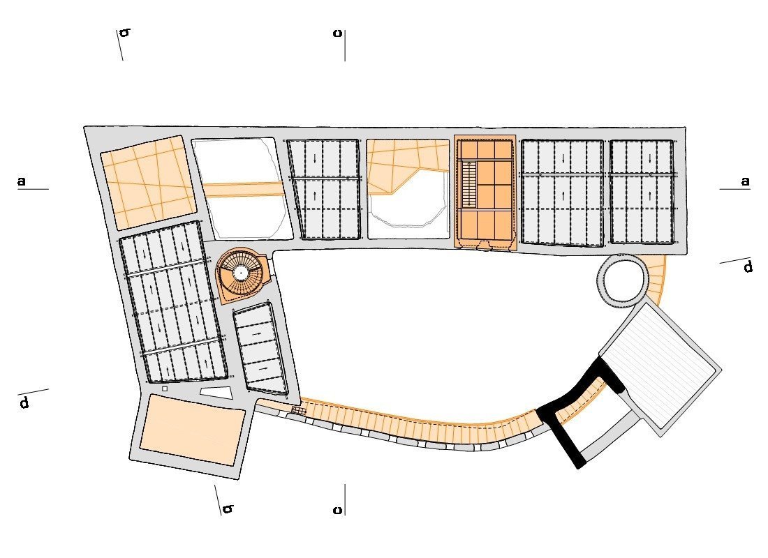 Rekonstrukce paláce hradu Helfštýna, půdorys střechy, Atelier-r / Miroslav Pospíšil, Martin Karlík