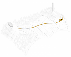 2021 architekti, LABAK, Lávka a prístrešok na Straníku, axonometrie – foto