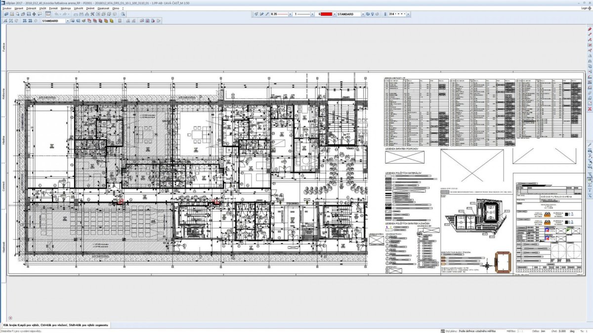 Košická fotbalová aréna, ADIF s.r.o., HESCON s.r.o. - práce s 3D modelem v programu Allplan