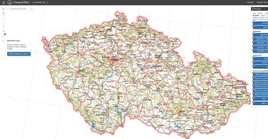 Geoprohlížeč - hlavní stránka webové aplikace provozovaná ČÚZK