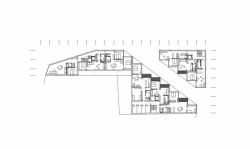 Vítězný návrh bytového domu v Ostravě, půdorys 4NP, Michal Palaščák, dílna.