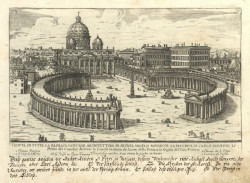 Giuseppe Tiburzio Vergeli podle Giovanniho Battisty Faldy, Bazilika sv. Petra ve Vatikánu, 1686, lept z alba Il nuovo splendore delle fabriche in prospettiva di Roma. 