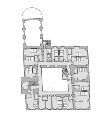 Rekonstrukce arcibiskupského zámku a zahrad na hotel, půdorys 3np, SHA Šafer Hájek architekti