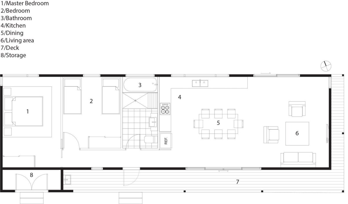 Modulární rodinný dům Avalon House v Sydney, Archiblox, půdorys
