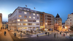 Rekonstrukce prvorepublikového paláce Jalta v centru Brna.