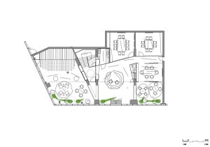 Kancelářské prostory a showroom developerské společnosti Satpo, půdorys 1np, Daniela Polubědovová