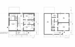 Přestavba chaty ve Svatém Petru, Znamení čtyř - architekti. půdorysy vstupního podlaží