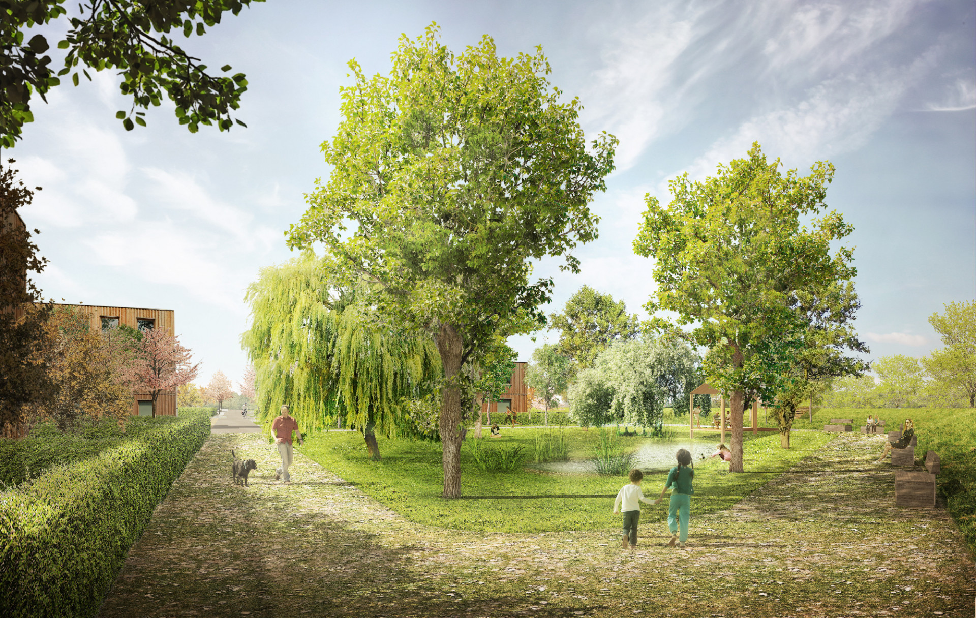 Návrh čtvrti Chytré Líchy v Židlochovicích, Pelčák a partner architekti, mokřad