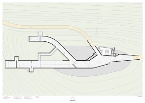 Saya Park, půdorys uměleckého pavilonu, Alváro Siza, Carlos Castanheira