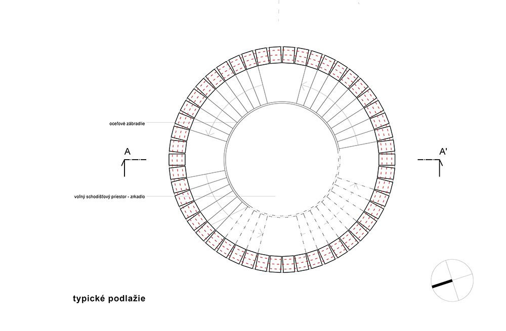 H3T architekti, Vyhliadková veža na Dubni, půdorys typického podlaží // odměna bez určení pořadí – foto