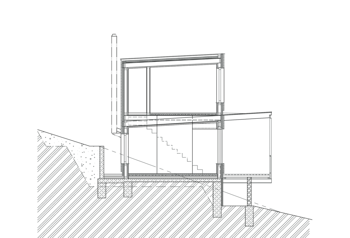 3+1 architekti, RD Vaňov, řez příčný – foto
