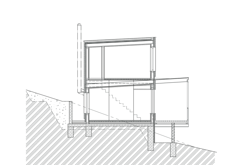 3+1 architekti, RD Vaňov, řez příčný – foto