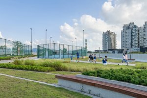 Park od studia Crossboundaries v čínském Šen-čenu