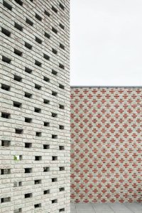 Monadnock, dominanta obce Nieuw-Bergen, detail fasády, foto