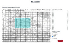 Vylepšené rozhraní pro snazší stahování jednotlivých mapových listů