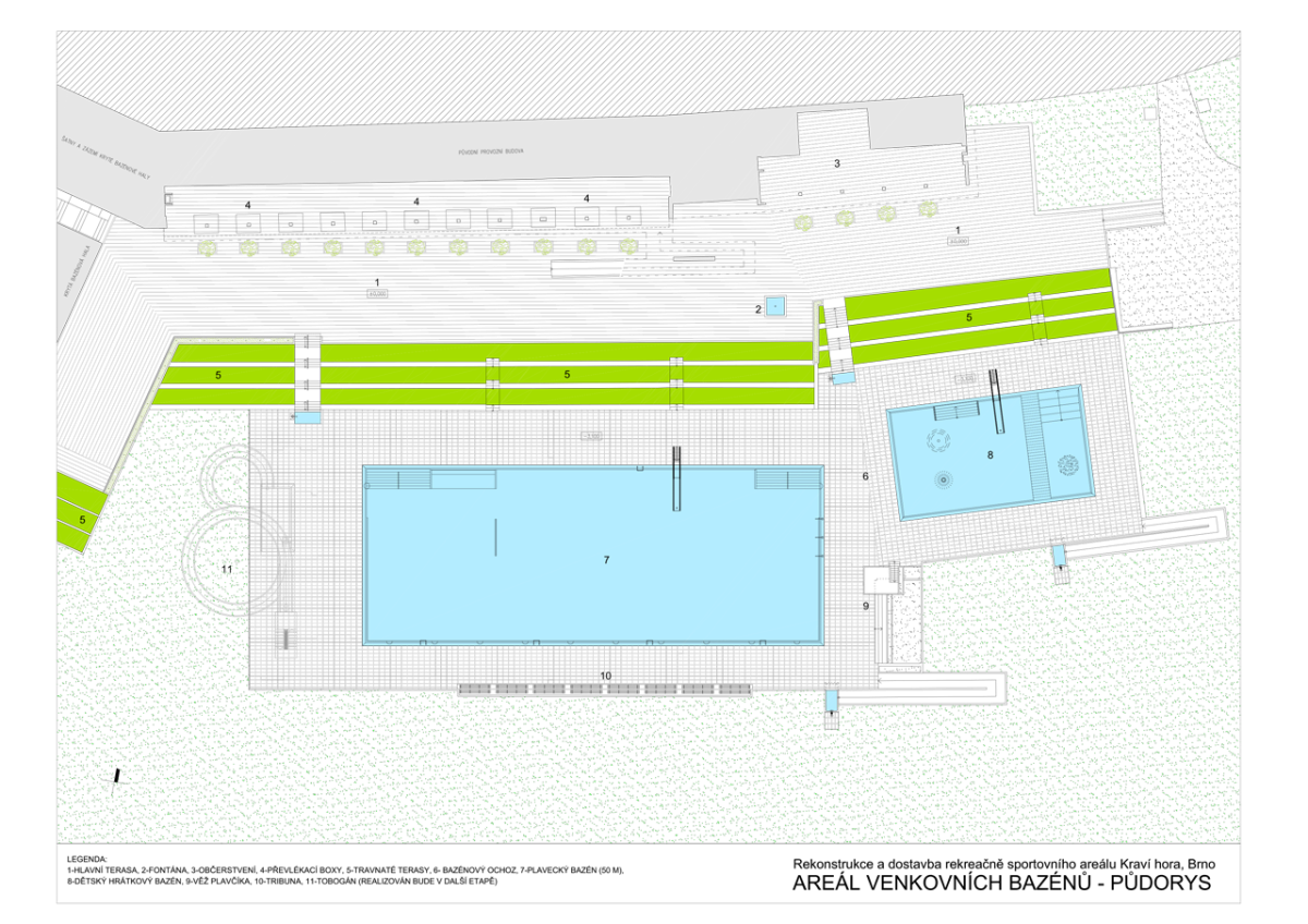 Architekti DRNH, Sportovní a rekreační areál Kraví hora, půdorys areál – foto
