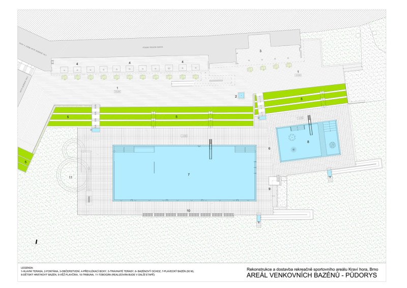 Architekti DRNH, Sportovní a rekreační areál Kraví hora, půdorys areál – foto