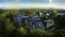 Návrh zelené čtvrti projektu Český soběstačný dům, Zuzana Kopiláková.