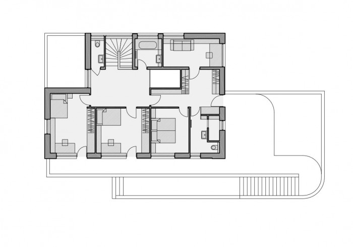 Rodinný dům v Černošicích, půdorys 2np, Air Ateliér